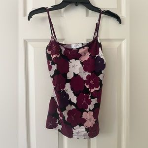 ann taylor loft women’s purple and white floral stripy tank top